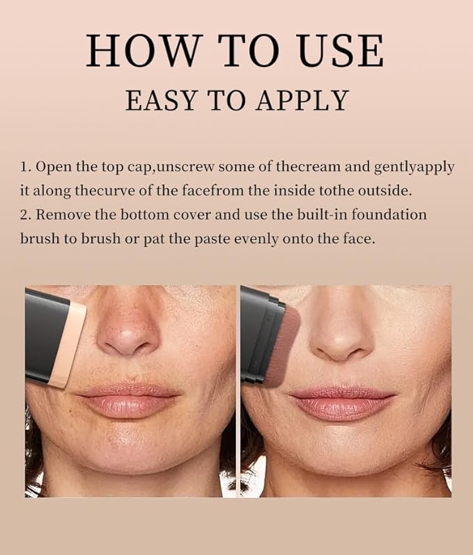 Foundation Stick, 2 in 1 Dual-Ended Long-Lasting Concealer Foundation Stick, Face Contouring foundation with Brush, Full Coverage Matte Finish for Face Makeup(02#NATURAL)