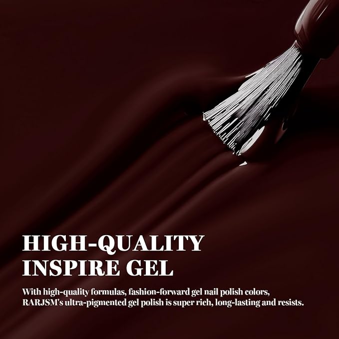 RARJSM Deep Cherry Red Gel Nail Polish Creamy Mocha Brown Gelpolish 15ML 1Pc Soak off Curing Required Nail Art French Manicure Salon DIY at Home Fall Winter