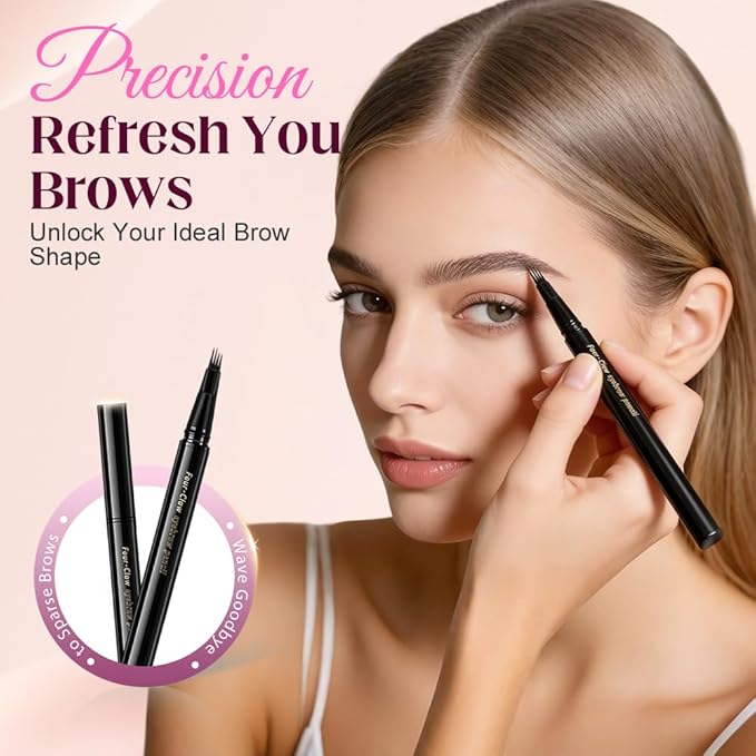 Eyebrow Dye for Men, Waterproof Magic Eyebrow Pencil, Beard Pencil Filler for Men, Waterproof Sweat Proof Long Lasting Eyebrow Makeup for Full, Defined Eyebrows (Brown+Black)