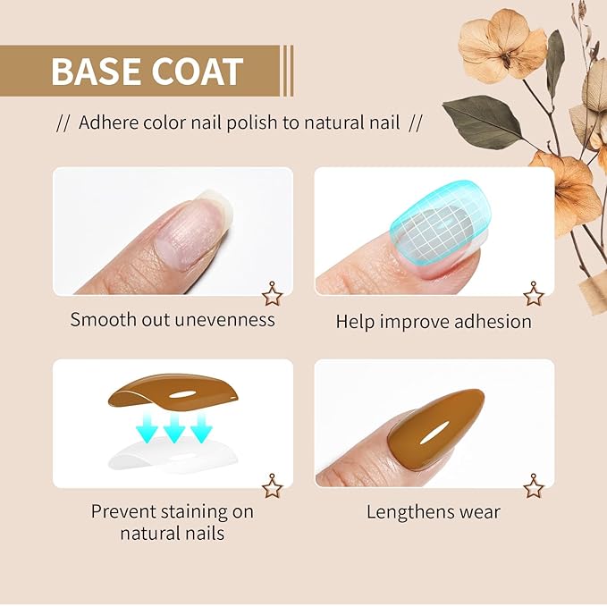 OpenLive Base and Top Coat Nail Polish Quick Dry,16.5ml Large capacity Basic Nail Polish Set Air Dry Fast, High-Glossy Shiny, No U V Light Needed for Women Salon DIY Nail Art