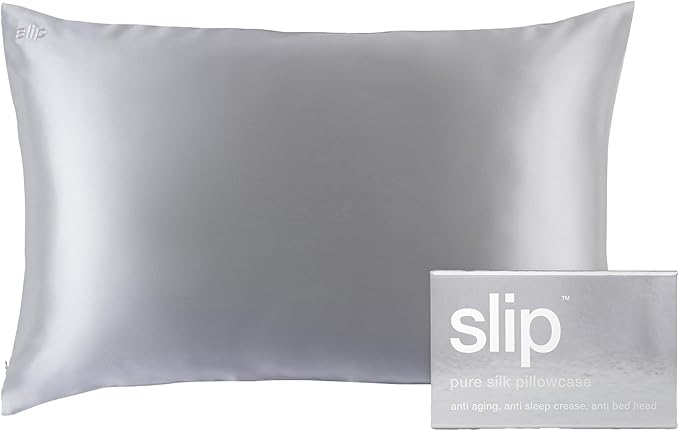 slip The Original Queen Silk Pillow Cases - 100% Pure 22 Momme Mulberry Silk Pillowcase for Hair and Skin - Queen Standard Size- Anti-Aging, Anti-BedHead, Anti-Sleep Crease, Silver (20" x 30")
