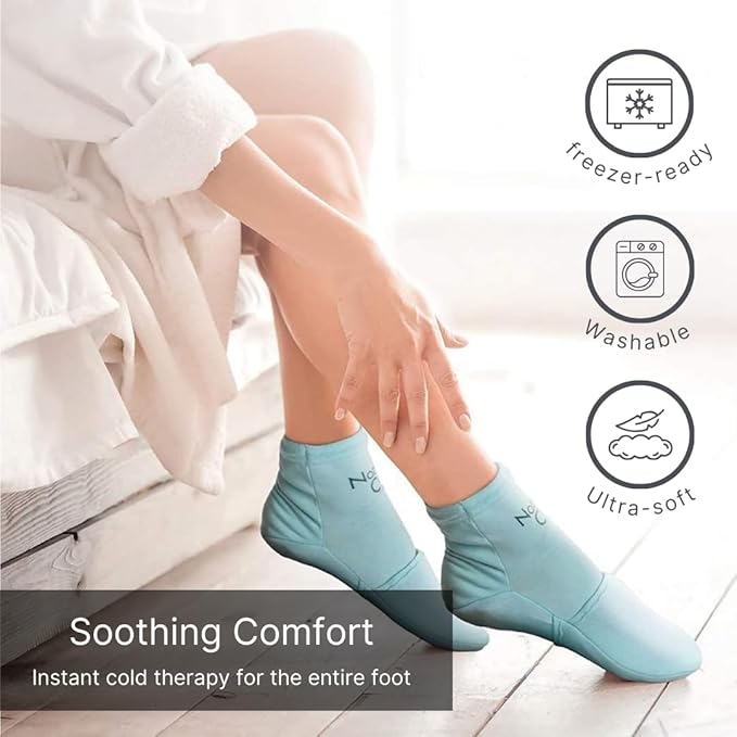 NatraCure Cold Therapy Socks - Reusable Foot Ice Pack - Cooling Socks for Hot Feet, Neuropathy Pain Socks, CRPS Relief, Ice Pack for Feet - Size: Small/Medium