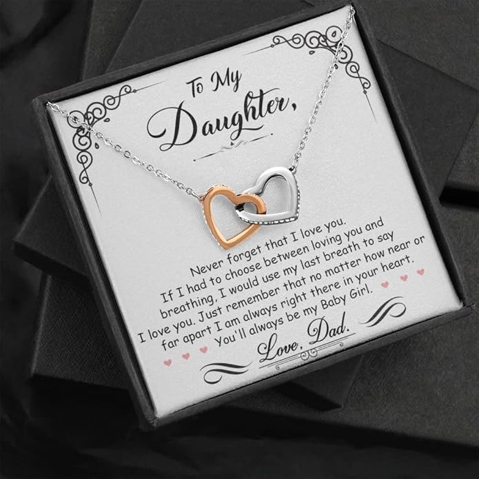 To My Beautiful Daughter Necklace from Mom & Dad | Cubic Zirconia Pendant with Heartfelt Message Card & Gift Box | Daughter Birthday, Graduation, Christmas Jewelry Gift from Parents