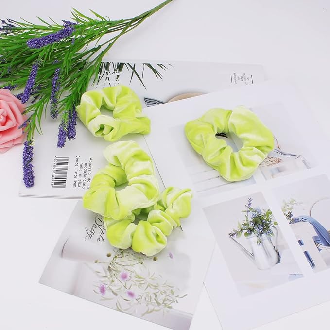 Didder 20 Pcs Light Green Velvet Scrunchies, Soft Elastic Hair Ties for Women Girls, Hair Accessories