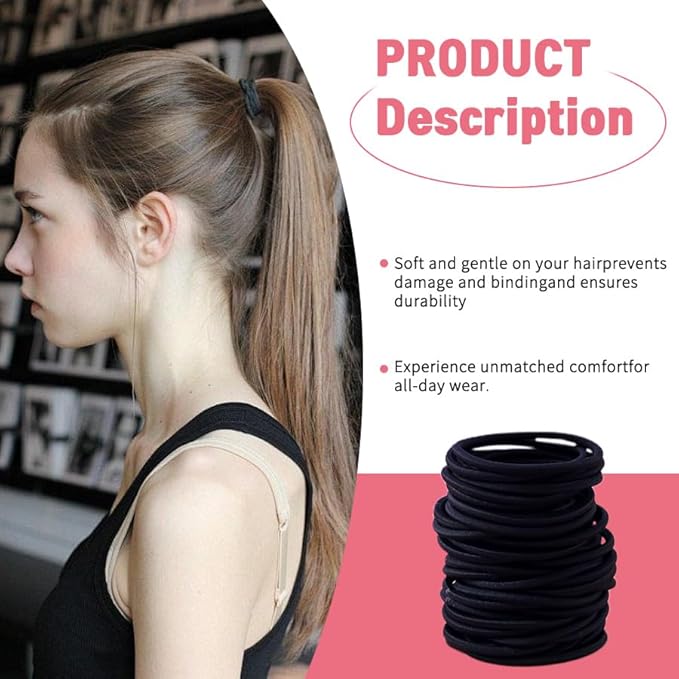120PCS Thick Hair Elastics for Women Girls, No Damage Seamless Hair Ties, High Elastic Ponytail Holders for Thick, Curly, Long Hair - Neutral Colors (4mm)