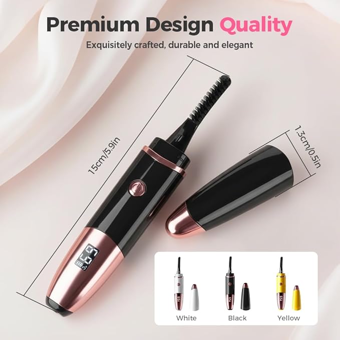 2026 Heated Eyelash Curler, Heated Lash Curler Rechargeable USB Electric Eyelash Curler, Fast Heat Up, Long Lasting with Led Display, Heat with 4 Temp Settings Makeup Tool (Yellow)