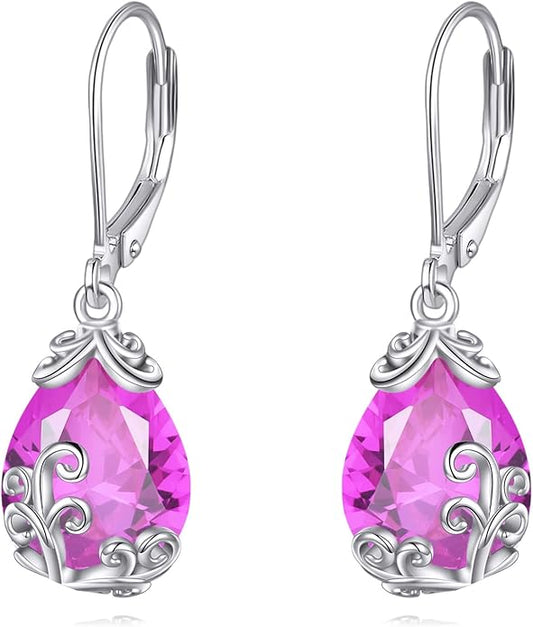 POPLYKE Celtic Filigree Teardrop Drop Dangle Earrings Sterling Silver Leverback Earrings Jewelry for Women
