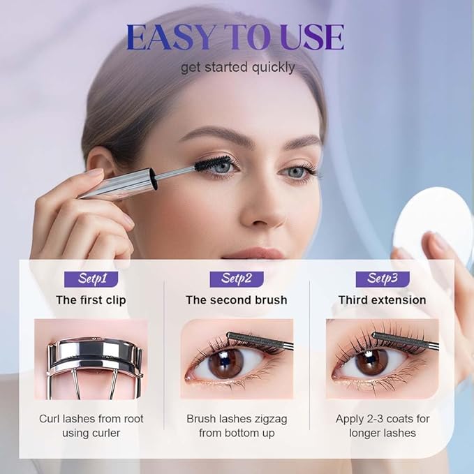 Iron Wand Mascara, 2026 New Tubular Eyelash Primer, 3D WaterproofLong Curling Mascara, Natural And Non-Smudged Eyelash Primer (Black*2)