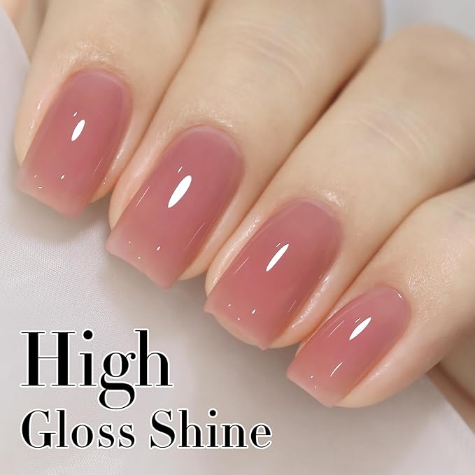 Double Rhythm Gel Polish 15ML Jelly Sheer Pastel Light Milky Color Pearl White Bottle 1 PC 0.5 OZ Full Size Nail Art Salon at Home (Jelly Purple Pink-D1495)