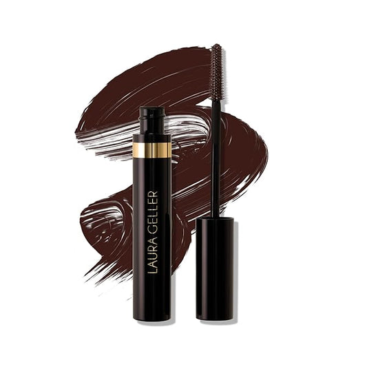 LAURA GELLER NEW YORK Kajal Longwear Mascara, Brown - Lengthening, Defining, Curling, Buildable Formula Eye Makeup - Natural Look for Everyday