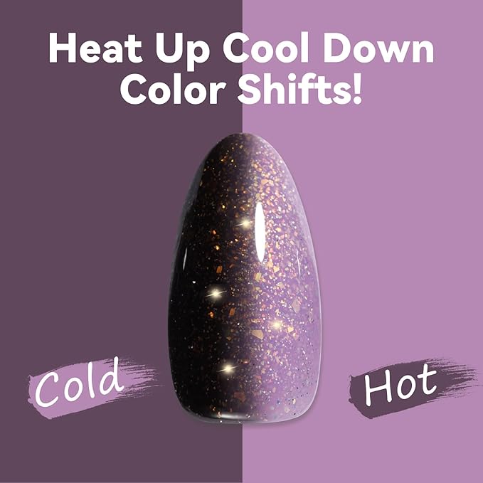 MAYCHAO 15ML Barcode Glitter Color Changing Gel Nail Polish 1Pc Grayish Purple-Black Shimmer Mood Temperature Change Gel Polish Ombre Thermal UV Nail Polish Nail Art Manicure at Home 0.5 OZ
