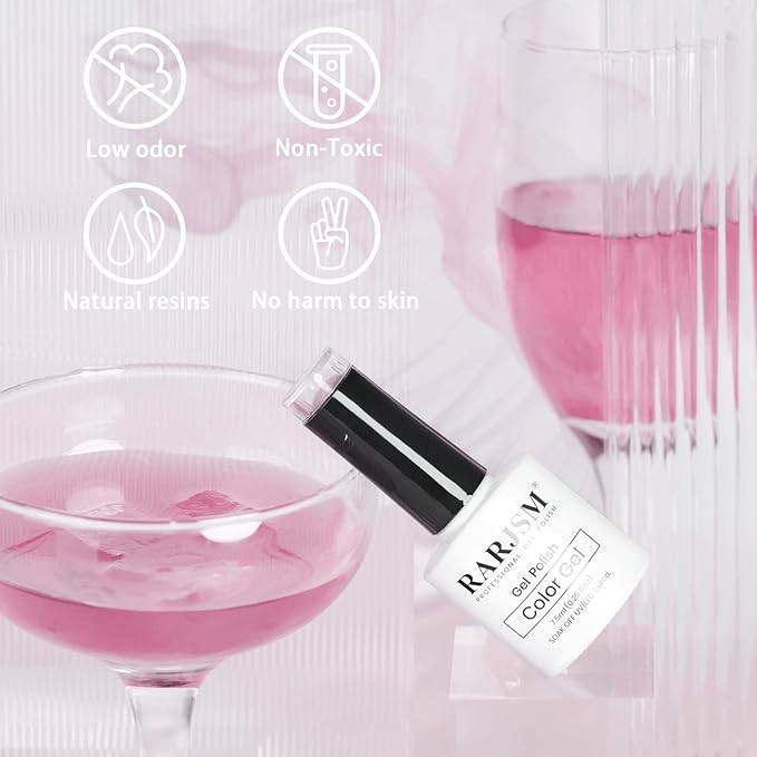 RARJSM Pearl Gel Nail Polish, Glitter Drawing Gelpolish Pink Shimmer Mermaid Nail Gel Soak Off U V G e l for Salon Home DIY Manicure Use