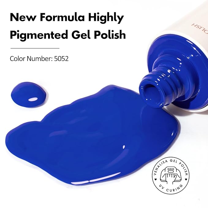 VENALISA Royal Blue Gel Nail Polish, 1 Pcs Navy Dark Blue Gel Polish Electric Bright Neon Color High Gloss Soak Off U V Nail Manicure Salon and DIY at Home Gifts for Women