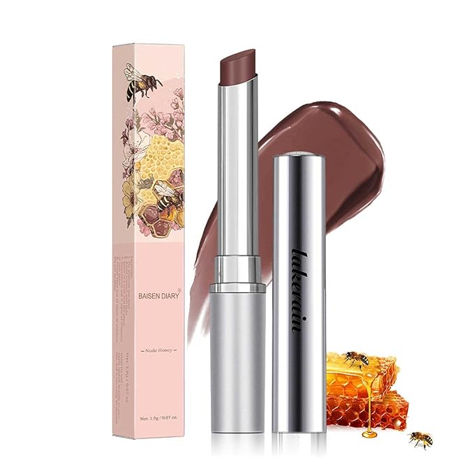 2PCS Honey Lipstick Tinted Lip Balm - Sheer Hydrating Lipstick for All Skin Tones - Moisturizing Lip Color, Nourishing Lip Balm with a Hint of Natural Black Cherry Tint (2Pcs Nude Honey)
