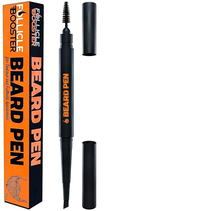Beard Pen Filler for Men - Barber Styling Grooming Pencil - Waterproof, Sweat Proof, Long Lasting Solution with Natural Finish - Cover Beard and Scalp Patches in Seconds - Medium Black 1 Pack