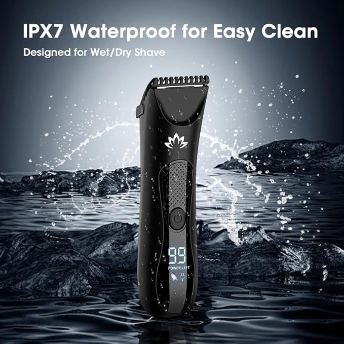 Suttik Manscape Body & Pubic Hair Trimmer for Men, Groin & Ball Trimmer Men, Electric Razor Mens Grooming Kit, Body Groomer Ball Shaver for Smooth Wet/Dry Shaving, Led Light