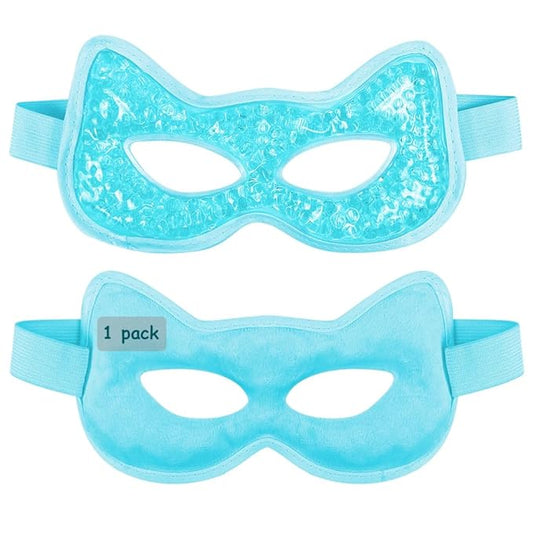 CONBELLA Cooling & Heating Eye Mask - Hot/Cold Use for Puffy Eyes, Headaches, Migraines, Sinus & Dark Circles (2 Packs Blue)