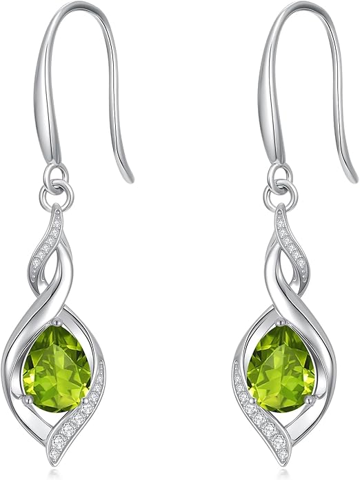 HPQQ Birthstone Earrings for Women 925 Sterling Silver Infinity Love Jewelry Valentines Day Birthday Gifts for Her Mom Wife Girlfriend