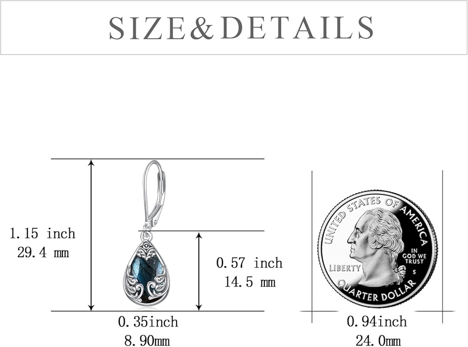 POPLYKE Celtic Filigree Teardrop Drop Dangle Earrings Sterling Silver Leverback Earrings Jewelry for Women