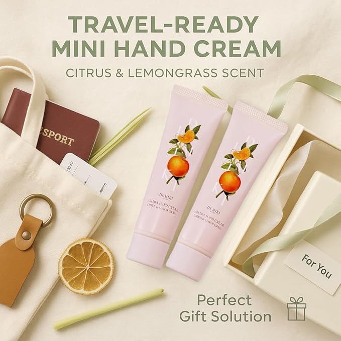 DEMIKI Shea Butter Hand Cream for Dry Cracked Hands, Birthday Gifts for Women,Bridesmaid Gifts,Nurse Gifts,Teacher Appreciation Gifts,Japanese Fragrance Hand Lotion Moisturizer Travel Size1.7fl.ozx4