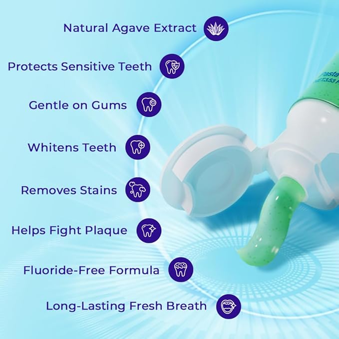 OCCOTAPS Agave Sensitive Toothpaste, Fluoride-Free Natural Whitening Toothpaste for Sensitive Teeth, Gentle Gum Care, Removes Surface Stains, Fresh Mint Herbal Formula, 1Pk US Manufactured