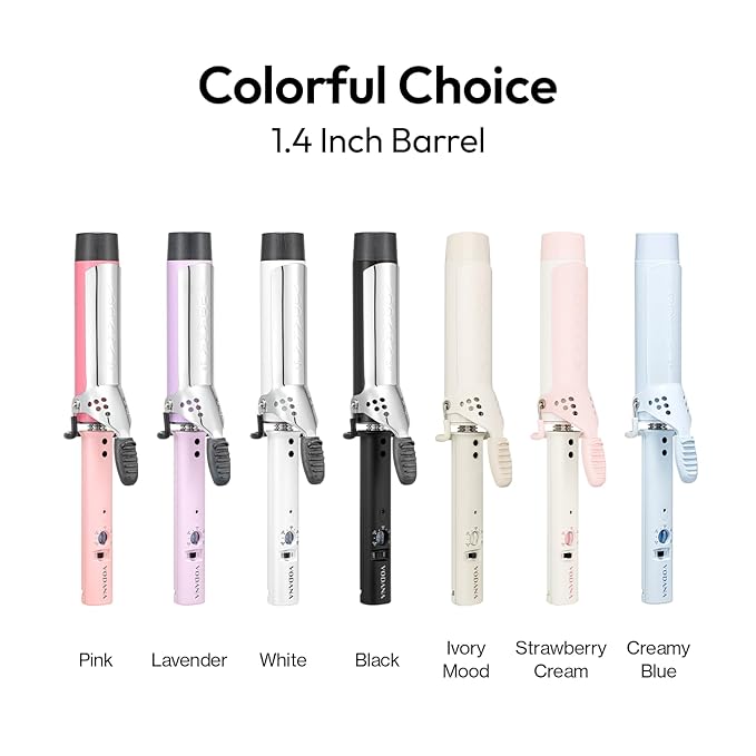 VODANA Professional GlamWave Ceramic Curling Iron, Long-Lasting Natural Curls, Instant Heat, Hair Curler, Curling Wand, Available in USA (1.25 inch, Black)