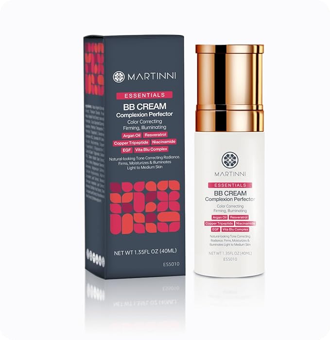 Martinni Lightweight BB Cream Complexion Perfector, 1.35 fl oz – Anti-Aging Tinted Moisturizer for Face – Reduces Fine Lines & Wrinkles, Radiant Natural Glow