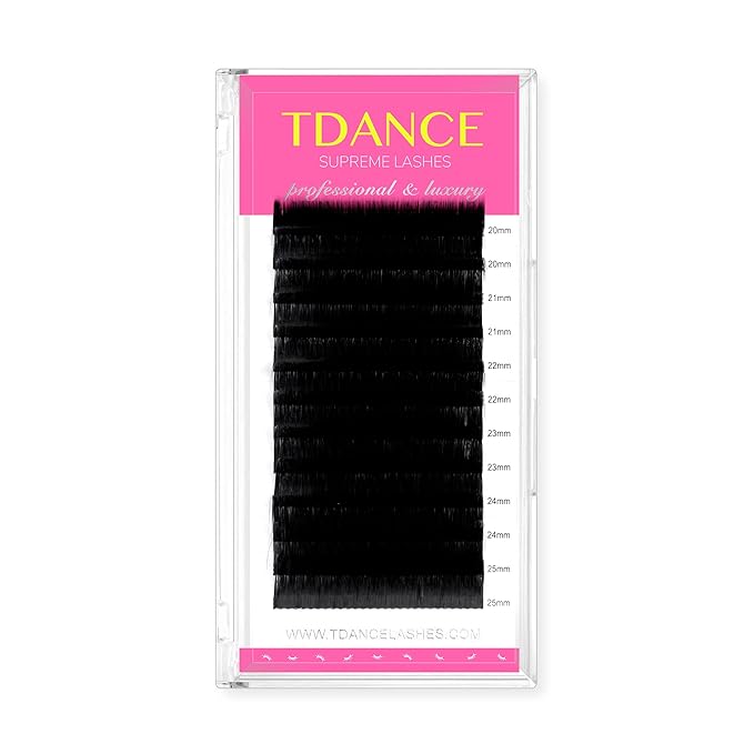 TDANCE Lash Extension Matte Black Eyelash Extension C CC D DD J B L Curl Volume & Classic Lash Extensions 0.03-0.18mm Thickness Professional Salon Use(0.05-D,20-25 mm)