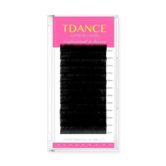 TDANCE Lash Extension Matte Black Eyelash Extension C CC D DD J B L Curl Volume & Classic Lash Extensions 0.03-0.18mm Thickness Professional Salon Use(0.07-CC,20-25 mm)