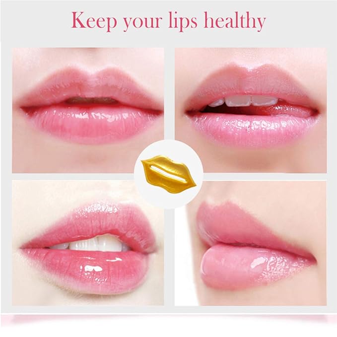 30PCS Collagen Lip Masks,Crystal Moisturizing Gel Sheet Lip Patches for Mouth Care & Anti-Chapped, Smoothing Lines, Plumping Your Lips Attractive, Gold