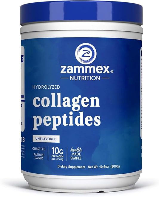 Zammex Premium Collagen Peptides Powder,Hydrolyzed Collagen Peptide for Women Men,Support for Hair Skin Nails, Joints Health,Grass Fed,Non-GMO,Keto Friendly,Gluten-Free,Easy to Digest,30 Servings