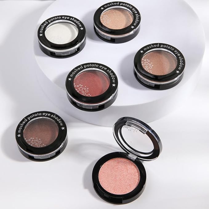 Monochrome Powder Eyeshadow Palette Makeup,Champagne Natural Neutral Single Shimmer Eye Shadow for Older Women,Sparkly Eye Finish,Long Lasting Naturing-Looking