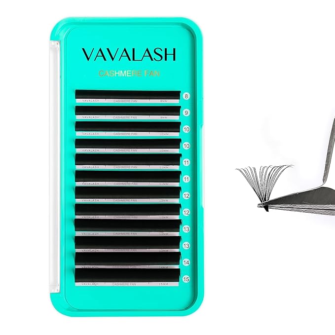 VAVALASH Cashmere Easy Fan Lashes 0.03 0.05 0.07 C/CC/D/DD Volume Lash Extensions 8MM-20MM Matte Black Self Fanning Eyelash Extensiones, Professional Supplies for Lash Artists (CC-0.05,20-25mm)
