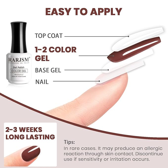 RARJSM Burgundy Red Gel Nail Polish Milky Dark Red GelPolish 15ml 1 Piece Neutral Classic Color Soak Off UV LED Cured Nail Gel Polish for Fall Winter Nail Art Manicure Salon DIY Home