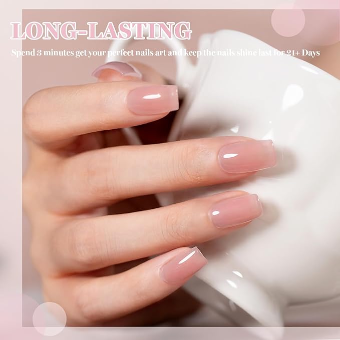 RARJSM Nude Soft Muted Rose Gel Nail Polish Neutral Skin Tone Sheer Jelly Pink Gelpolish 1PC 15ml Single Bottle Creamy Transparent Natural Nudegel Polish Soak off Cured for Home Salon French Manicure