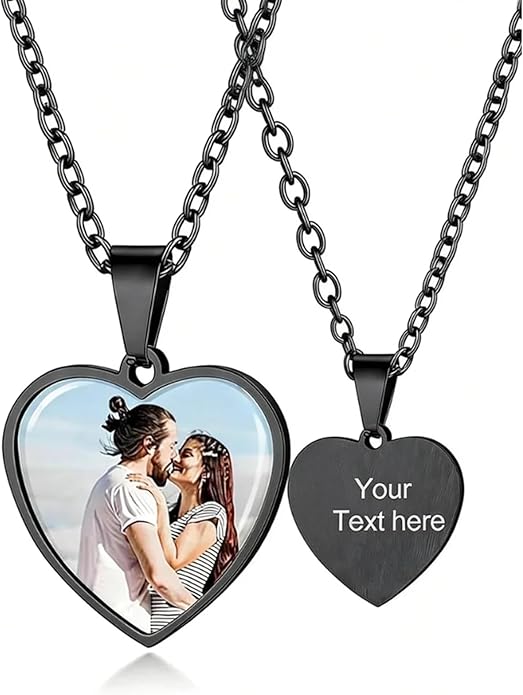 CLYLIFE Picture Necklace Personalized Photo,Custom Disc/Heart Pendant for Men Women Dad Mom Customized Necklace with Chain Photos Memorial Gifts for Mother's Day, Birthday, Anniversary