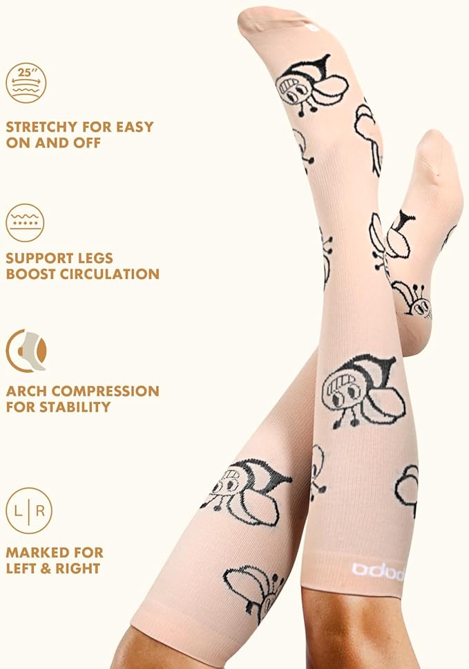 Lalapapa Cute Compression Socks for Women - 3 Pairs 20-30 mmHg Graduated Support Lightweight for Daily Wear Travel Nurse