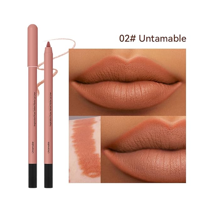 KISSIO Lip Liner,Creamy Lip Pencil,Long Lasting Lip Liner with Sharpener,Matte Finish,Smooth and Soft,Non-Dry,Easy to Use,Cruelty free,0.02 oz,02 Untamable
