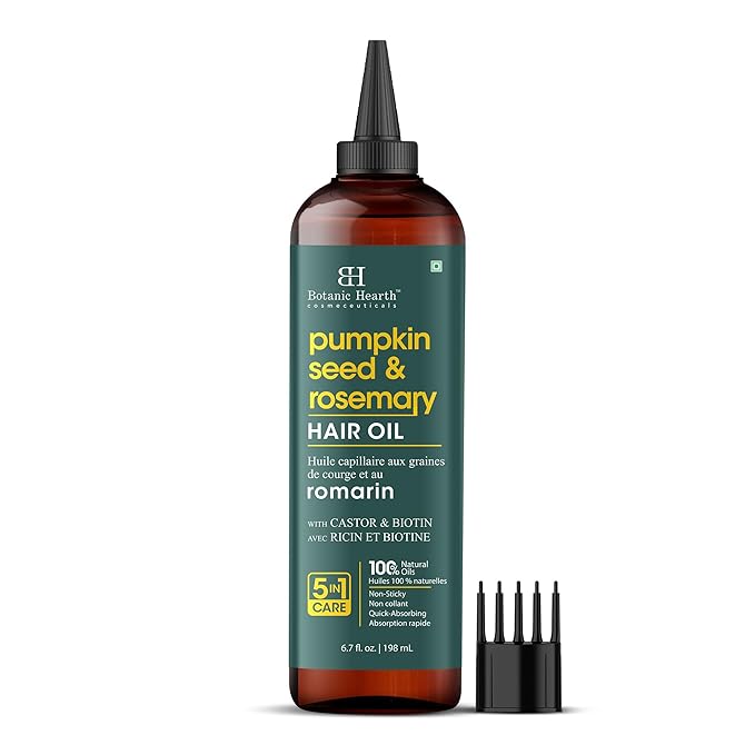 Botanic Hearth Hair Oil for Hair Growth & Hair Relaxer | Strengthening Dry, Frizzy, Damaged Hair & Scalp Treatment | Rosemary & Pumpkin Hair Oil – 6.7 Fl Oz