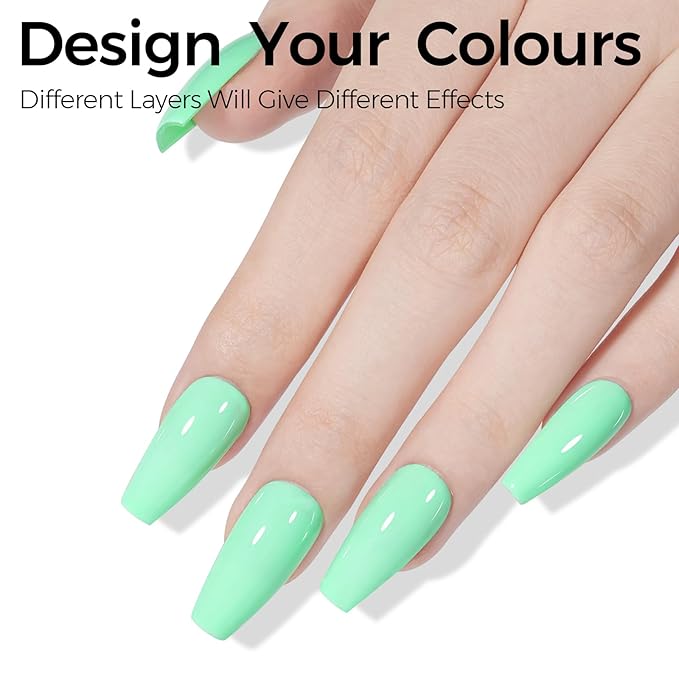 TOMICCA Green Gel Polish, Bright Green Nail Polish Gel, Soak Off UV LED Macaron Gel Polish Fast Dry, Spring Summer French Pastel Nail Art Manicure Salon DIY
