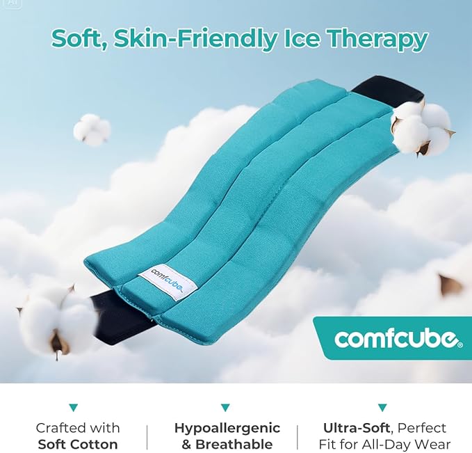 Comfcube Ice Pack for Injuries, Reusable 2 Hours Long Lasting Flexible Cold Ice Pack Wrap for Swelling, Bruises, Sprain, Joint and Muscle Pain Relief, for Ankle, Wrist, Elbow & More Green