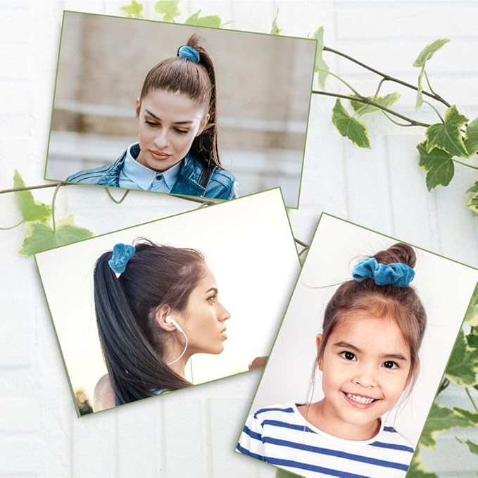 20 Pcs Hair Scrunchies, Didder Velvet Elastics Scrunchy Hair Ties Blue Soft Scrunchie Bobbles Ropes Scrunchie Solid color Hair Bands for Women Girls