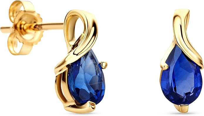 Orovi 0.40Inch 14K Gold Earrings for Women in 14K White Gold/Yellow Gold 585 with Pear-Shape Rubies/Sapphires/Emeralds/Blue Topaz/Amethysts Gemstones, Handmade Jewelry for Women, Dangle Earrings