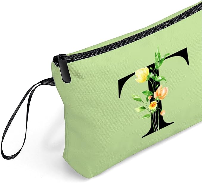 Women Birthday Unique Bride to be Bridal Shower Initial Gifts for Mom Sister Friend Her Teacher Aunt Makeup Cosmetic Bag with Mirror Mothers Day Christmas Graduation T