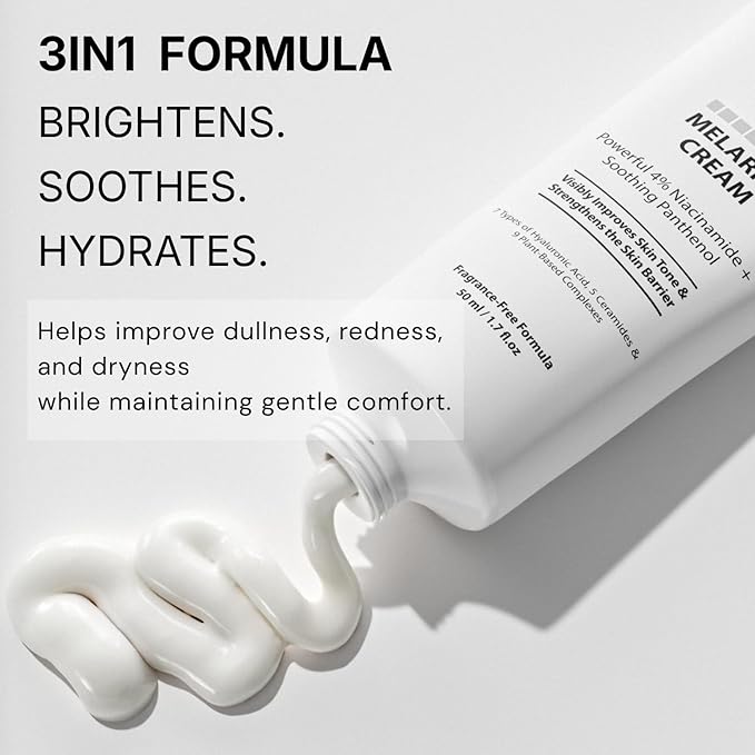 Niacinamide 4% Brightening Cream for Dark Spots & Uneven Tone, Fragrance-Free Daily Face Moisturizer for Sensitive Skin, Korean Skincare (50ml / 1.7 fl. oz.)