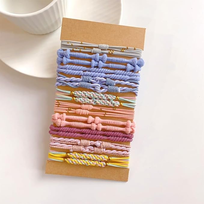 Multistyle Hair Ties Set: Gentle High Elasticity Ponytail Scrunchie Bracelet for Women (14-Heart Buckle C Set:20, One Size)
