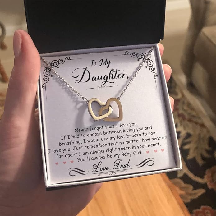 To My Beautiful Daughter Necklace from Mom & Dad | Cubic Zirconia Pendant with Heartfelt Message Card & Gift Box | Daughter Birthday, Graduation, Christmas Jewelry Gift from Parents