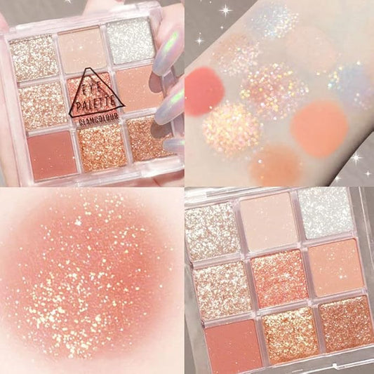 Kayswang 9 colors glitter eyeshadow palette makeup palette matte high pigment color cream texture natural eye shadow powder eye shadow palette in autumn and winter long lasting and waterproof (orange)