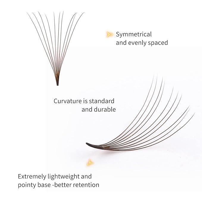 Colored Lash Extensions 10D 1000pcs Premade Fans Eyelash Extensions Brown Lash Fans Volume Mix (7D-16mm)