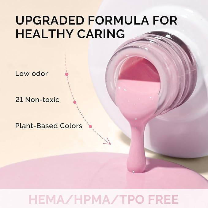 MelodySusie Fleurwee Plant Based Gel Nail Polish, Hema Free Strawberry Pink Nail Polish, Soak Off UV LED Gel Polish Gift for Women 21 Non Toxic Long Lasting Nail Art Manicure Salon DIY at Home B1602